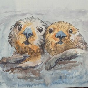 Valentine Card: Two Otters