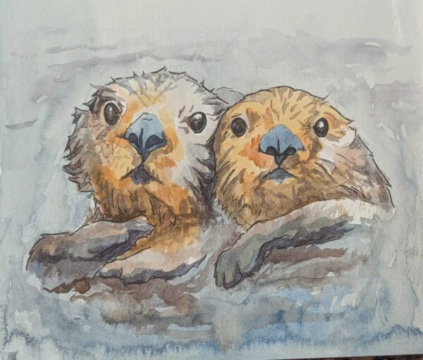 Valentine Card: Two Otters